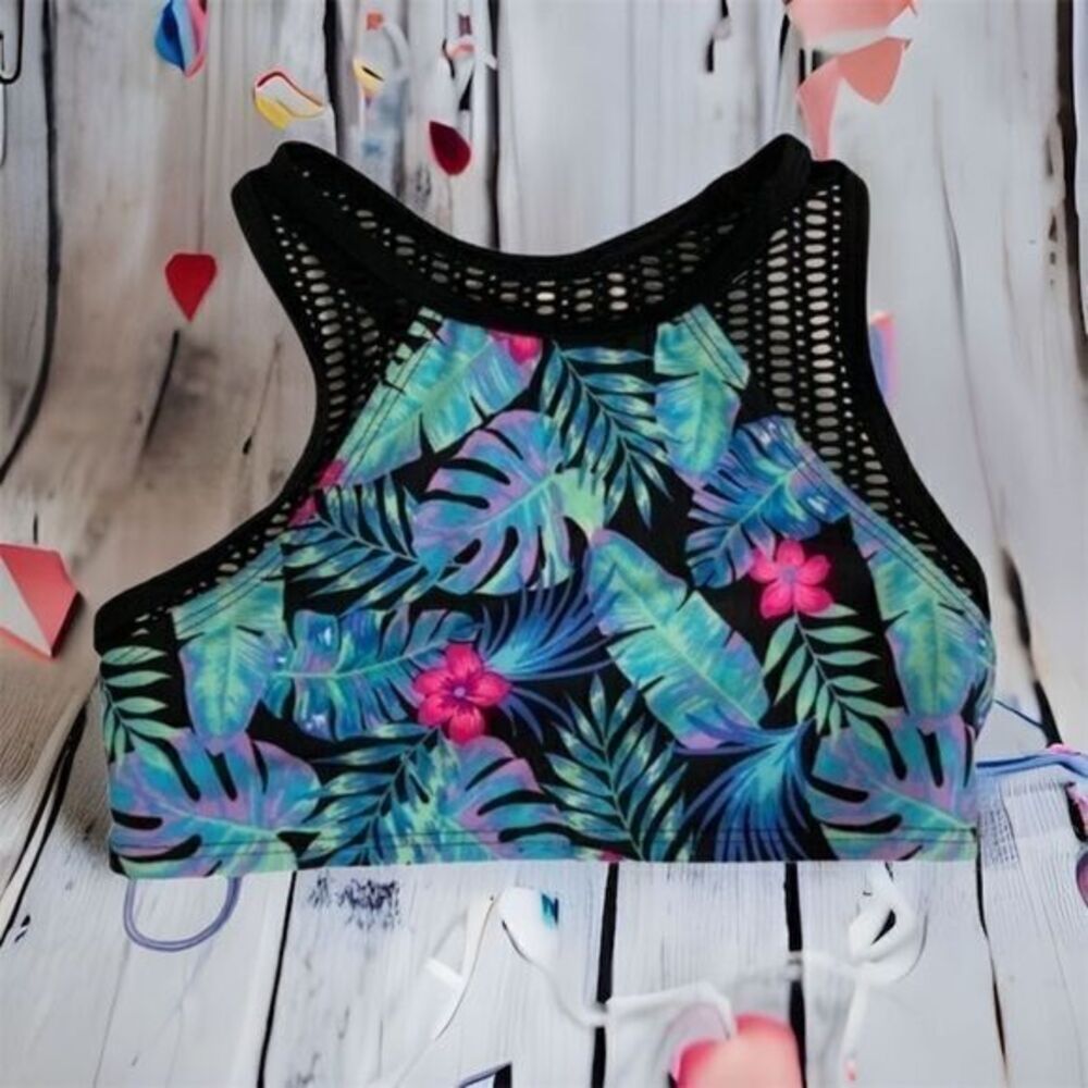 ❤️ Swimsuit Swim Girls More than Magic Bikini Top Size Small Floral Tropical